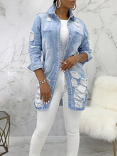 Load image into Gallery viewer, PLUS SIZE LIGHT DENIM DISTRESSED JACKET